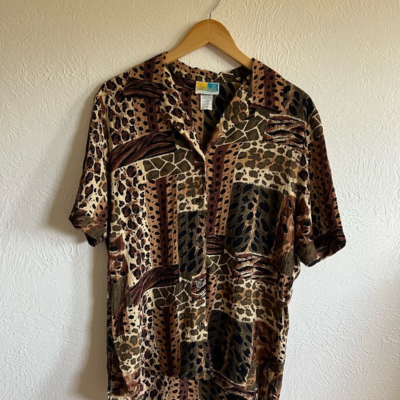 90s Vintage Animal Allover Print Top Size  Small - Picture 2 of 6